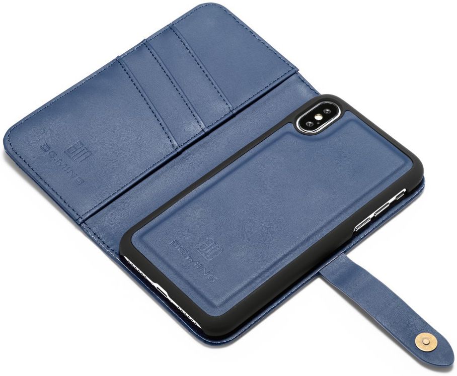 Apple iPhone XS Echt Leren 2-in-1 Bookcase en Back Cover Hoesje Blauw afbeelding 10