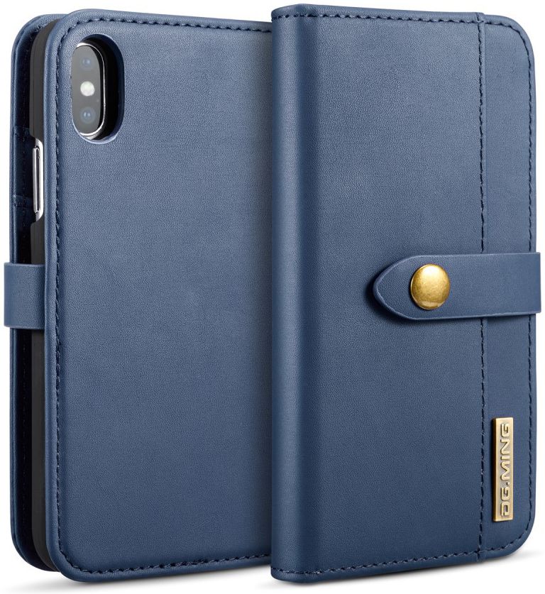 Apple iPhone XS Echt Leren 2-in-1 Bookcase en Back Cover Hoesje Blauw afbeelding 5