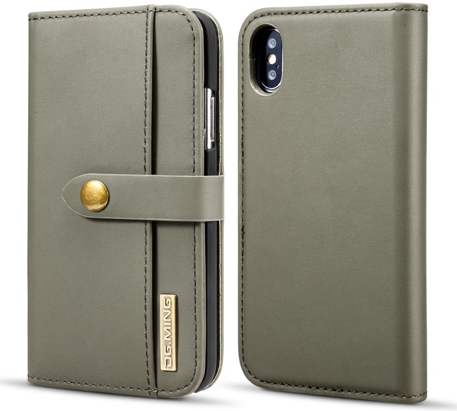 Apple iPhone XS Echt Leren 2-in-1 Bookcase en Back Cover Hoesje Groen afbeelding 6