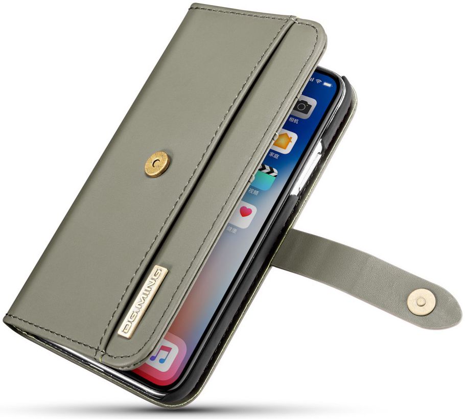 Apple iPhone XS Echt Leren 2-in-1 Bookcase en Back Cover Hoesje Groen afbeelding 7