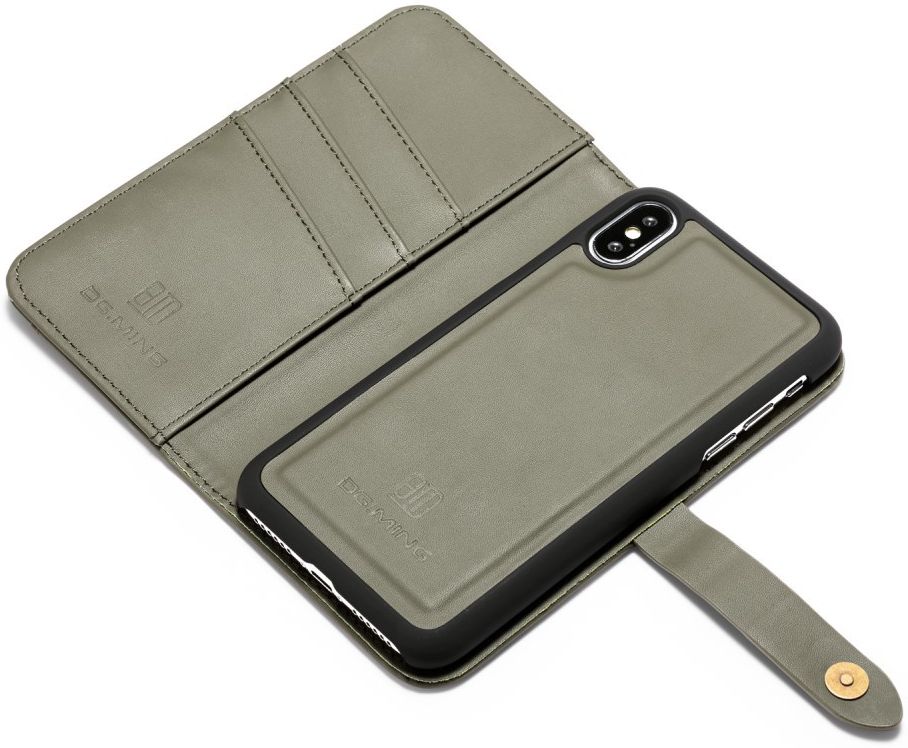 Apple iPhone XS Echt Leren 2-in-1 Bookcase en Back Cover Hoesje Groen afbeelding 10