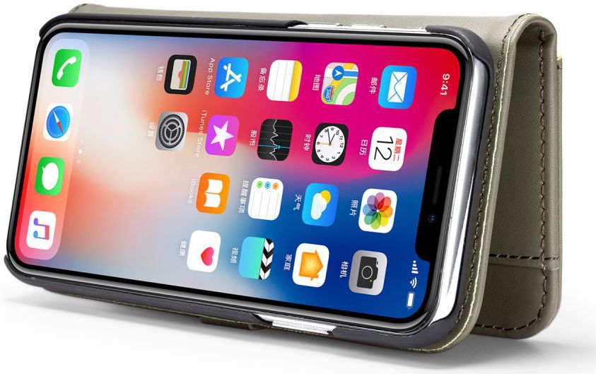 Apple iPhone XS Echt Leren 2-in-1 Bookcase en Back Cover Hoesje Groen afbeelding 5