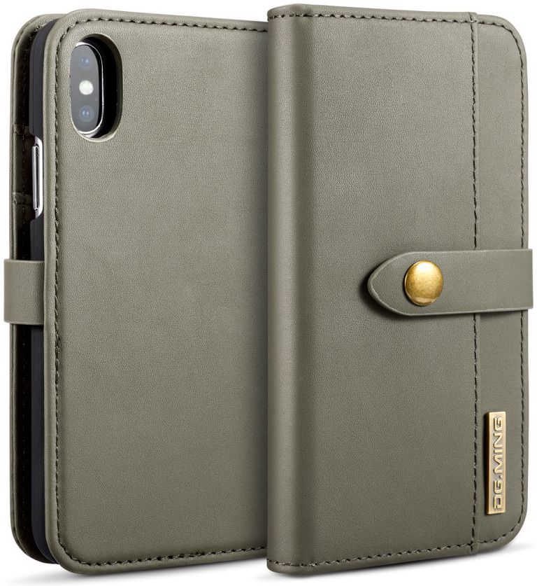 Apple iPhone XS Echt Leren 2-in-1 Bookcase en Back Cover Hoesje Groen afbeelding 4