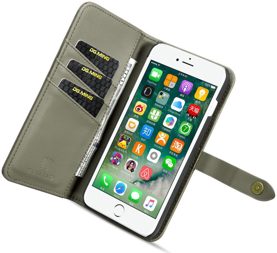 Apple iPhone 7/8 Plus Leren 2-in-1 Bookcase en Back Cover Hoesje Groen afbeelding 4
