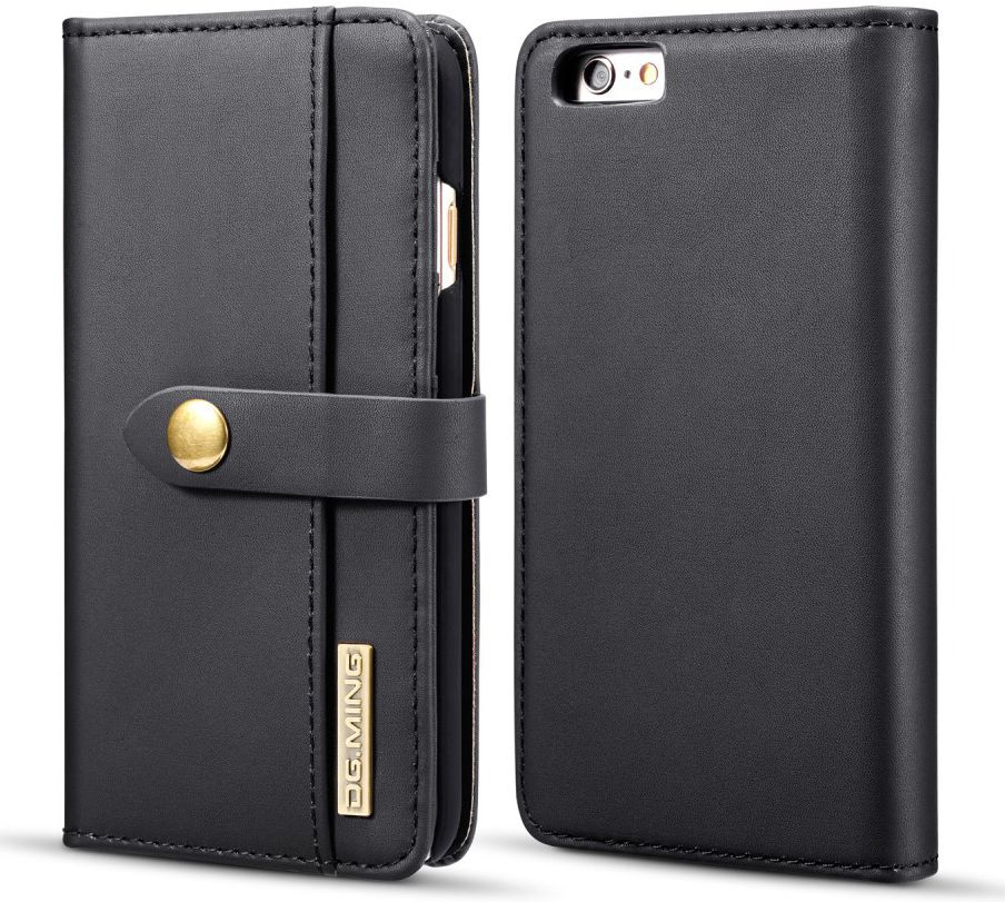 Apple iPhone 6s Plus Leren 2-in-1 Bookcase en Back Cover Hoesje Zwart afbeelding 1