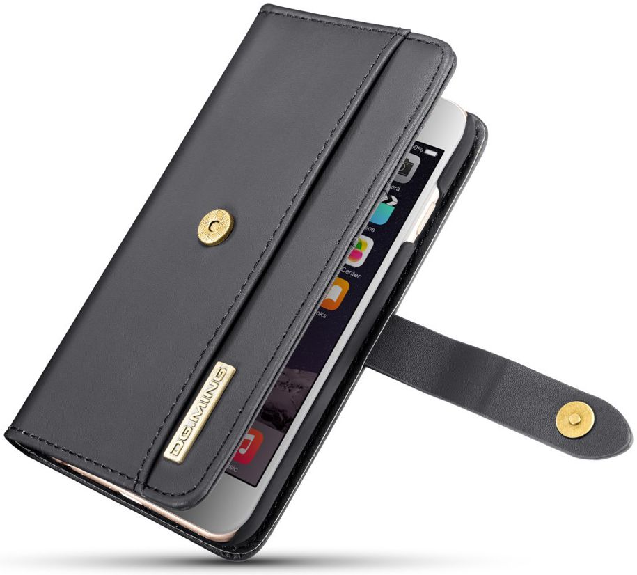 Apple iPhone 6s Plus Leren 2-in-1 Bookcase en Back Cover Hoesje Zwart afbeelding 15