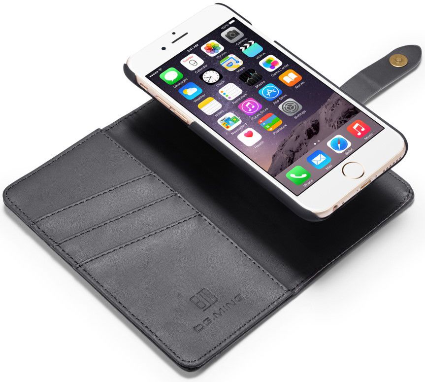 Apple iPhone 6s Plus Leren 2-in-1 Bookcase en Back Cover Hoesje Zwart afbeelding 2