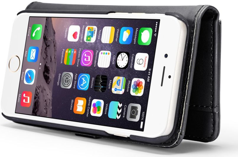 Apple iPhone 6s Plus Leren 2-in-1 Bookcase en Back Cover Hoesje Zwart afbeelding 7