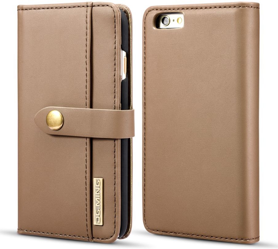 Apple iPhone 6s Plus Leren 2-in-1 Bookcase en Back Cover Hoesje Bruin afbeelding 1
