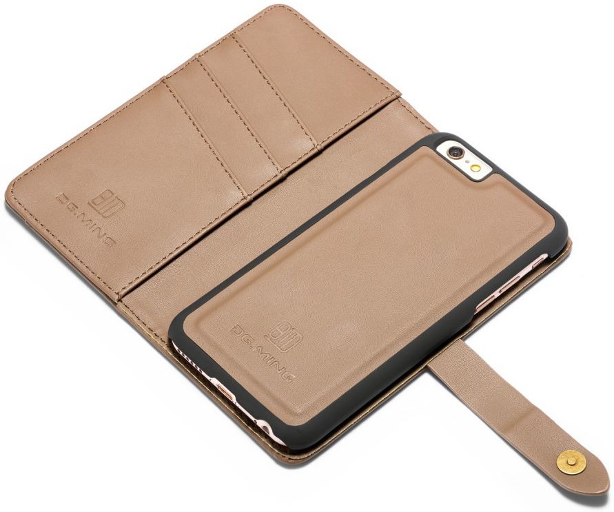 Apple iPhone 6s Plus Leren 2-in-1 Bookcase en Back Cover Hoesje Bruin afbeelding 6