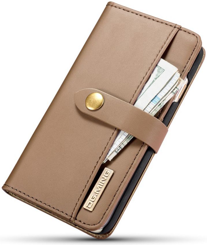 Apple iPhone 6s Plus Leren 2-in-1 Bookcase en Back Cover Hoesje Bruin afbeelding 9