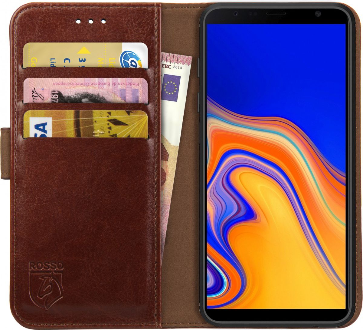 Rosso Element Samsung Galaxy J4 Plus Hoesje Book Cover Bruin afbeelding 1