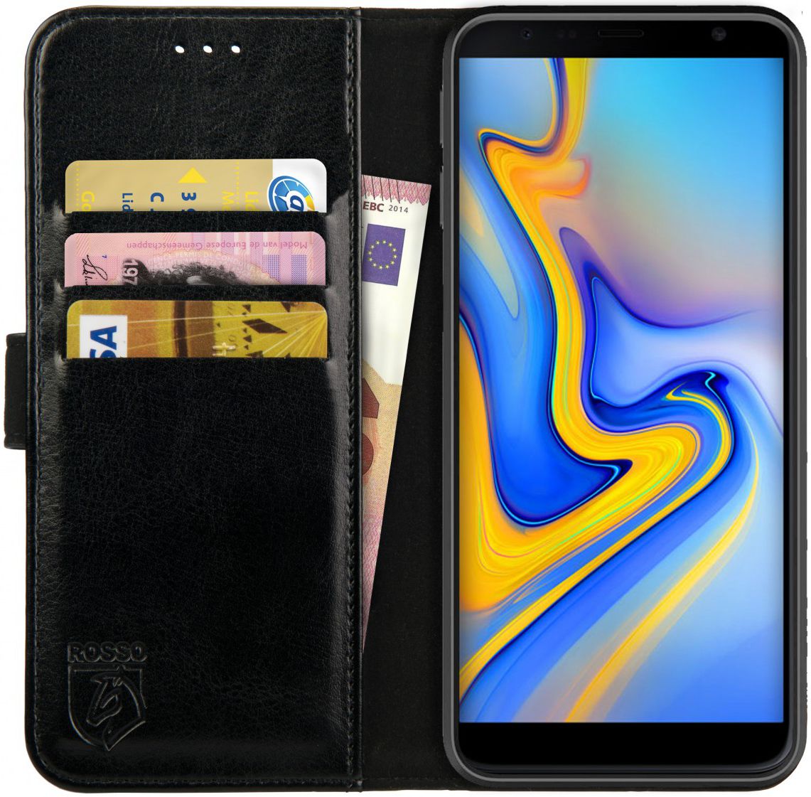Rosso Element Samsung Galaxy J6 Plus Hoesje Book Cover Zwart afbeelding 1