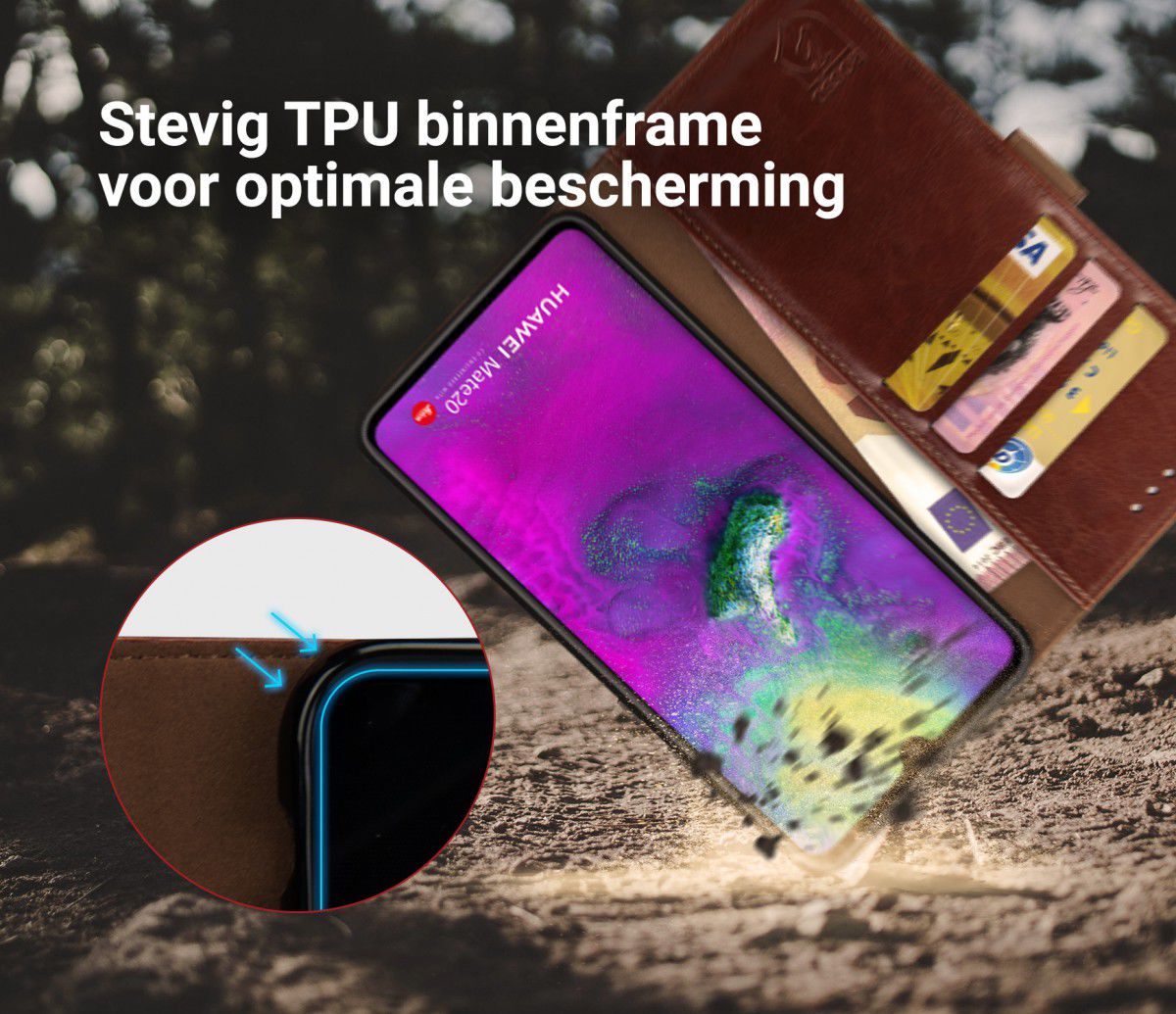 Rosso Element Huawei Mate 20 Hoesje Book Cover Bruin afbeelding 5