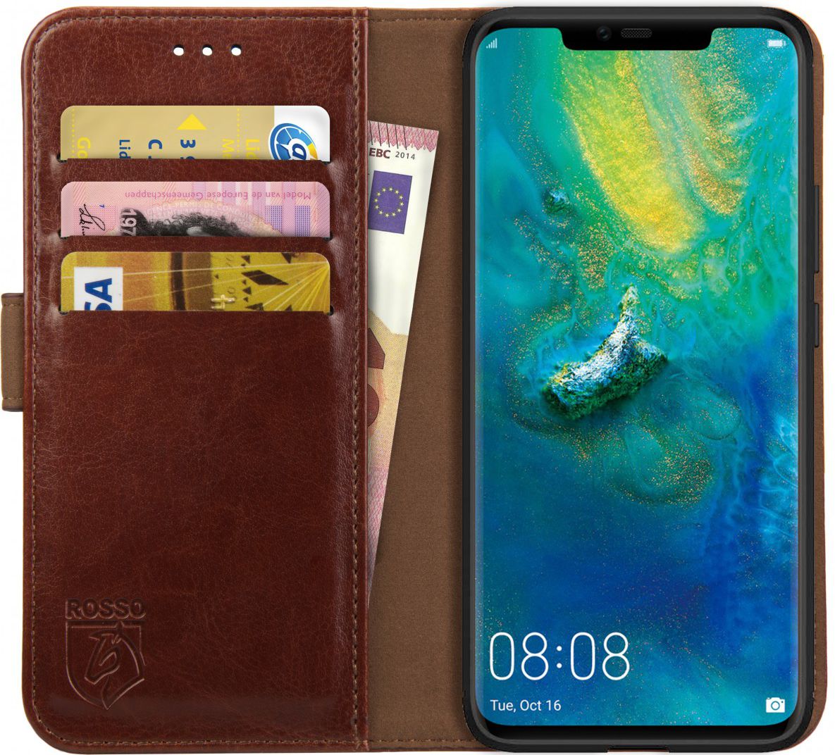 Rosso Element Huawei Mate 20 Pro Hoesje Book Cover Bruin afbeelding 1