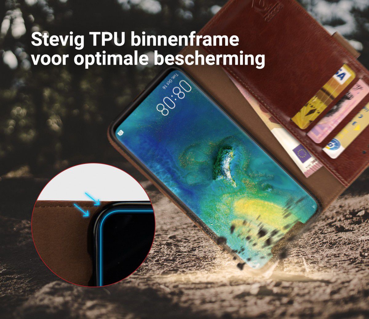 Rosso Element Huawei Mate 20 Pro Hoesje Book Cover Bruin afbeelding 6