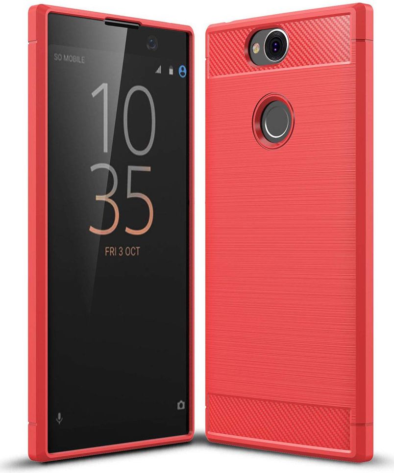 Sony Xperia XA2 Plus Geborsteld TPU Hoesje Rood afbeelding 1