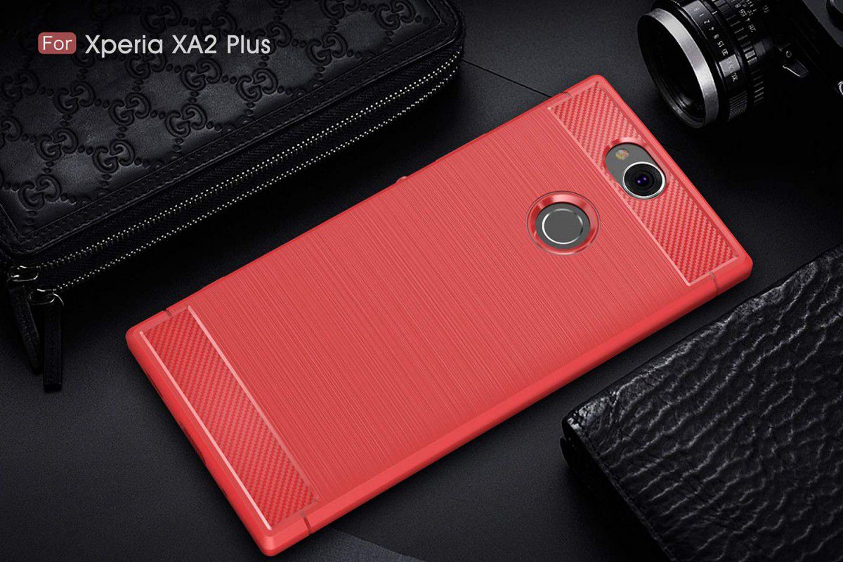 Sony Xperia XA2 Plus Geborsteld TPU Hoesje Rood afbeelding 2
