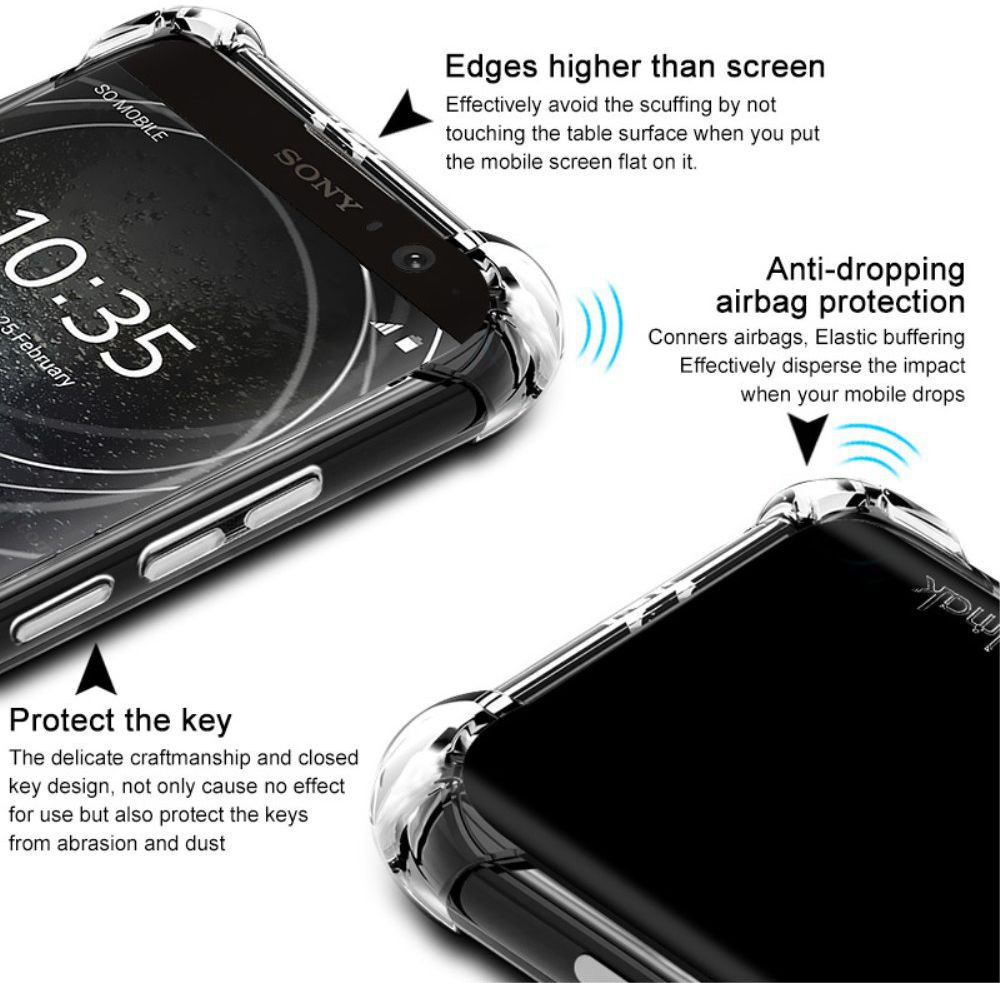 IMAK Sony Xperia XA2 Plus Hoesje TPU met Screenprotector Metaal Zwart afbeelding 4