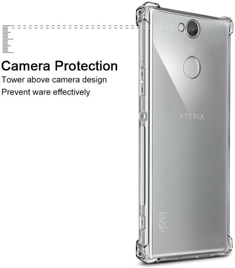 IMAK Sony Xperia XA2 Plus Hoesje TPU met Screenprotector Metaal Zwart afbeelding 6