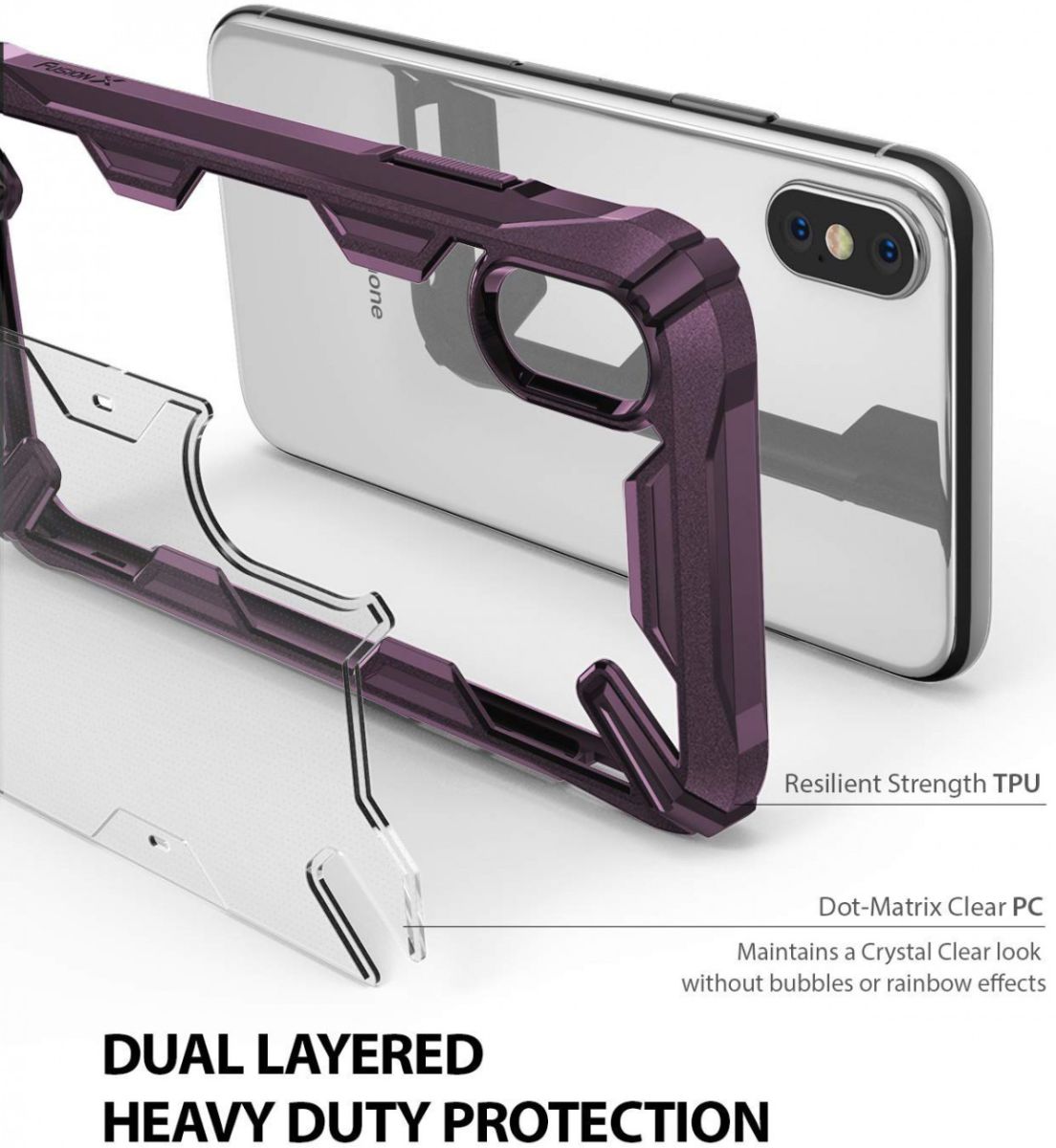 Ringke Fusion X Apple iPhone XS Hoesje Doorzichtig Paars afbeelding 2