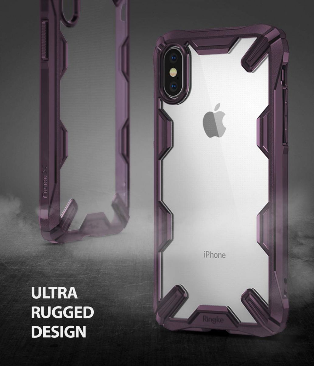 Ringke Fusion X Apple iPhone XS Hoesje Doorzichtig Paars afbeelding 8
