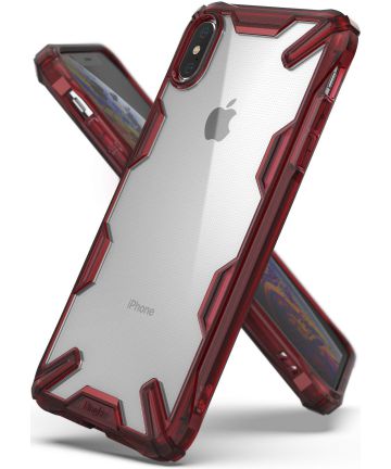Ringke Fusion X Apple iPhone XS Max Hoesje Doorzichtig Rood Hoesjes