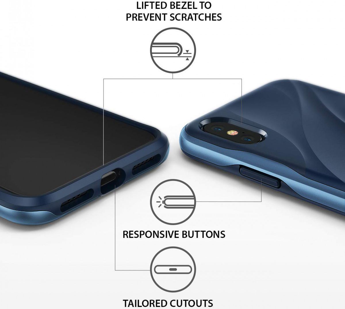 Ringke Wave Apple iPhone XS Hoesje Blauw afbeelding 2