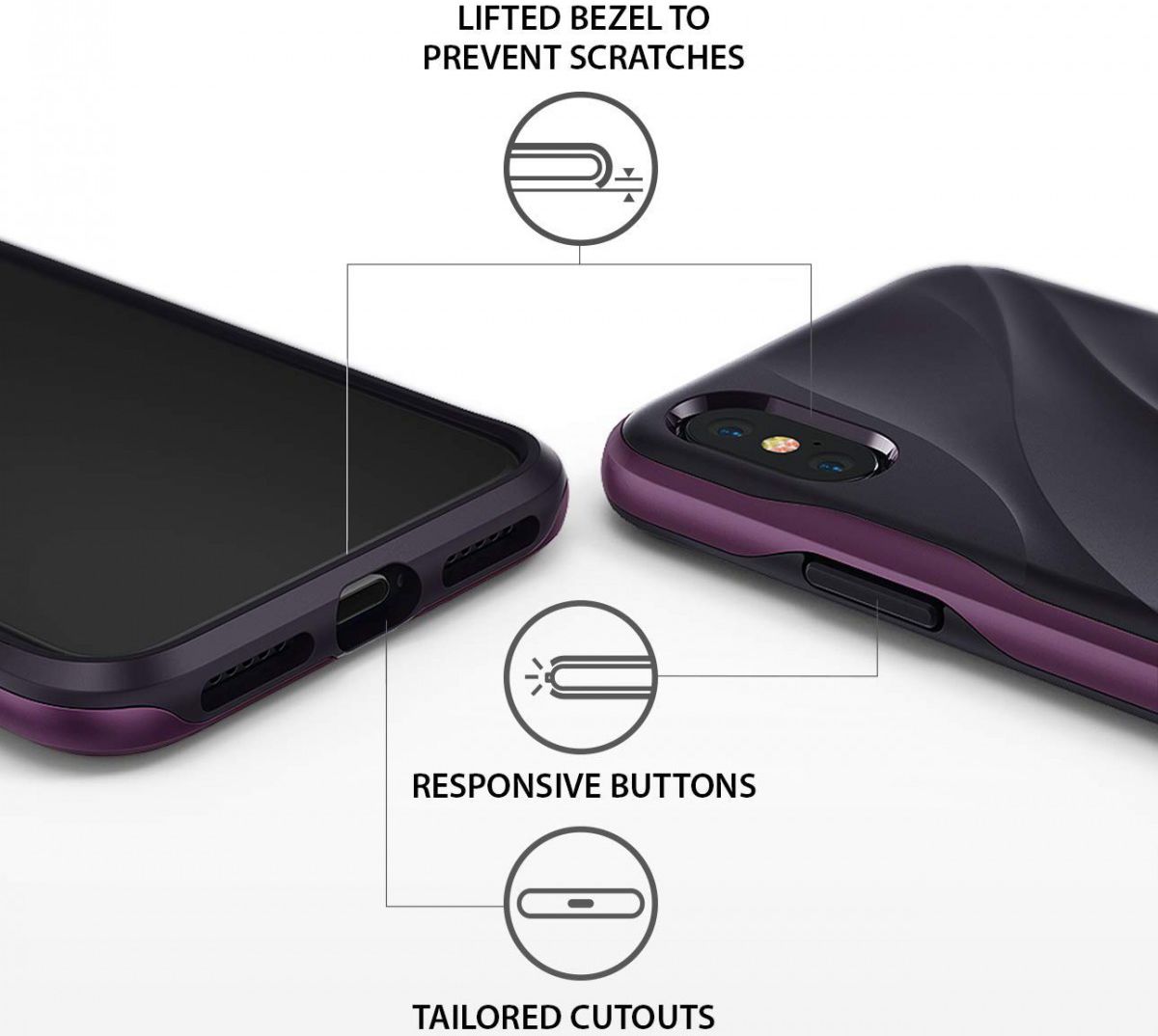 Ringke Wave Apple iPhone XS Hoesje Paars afbeelding 5