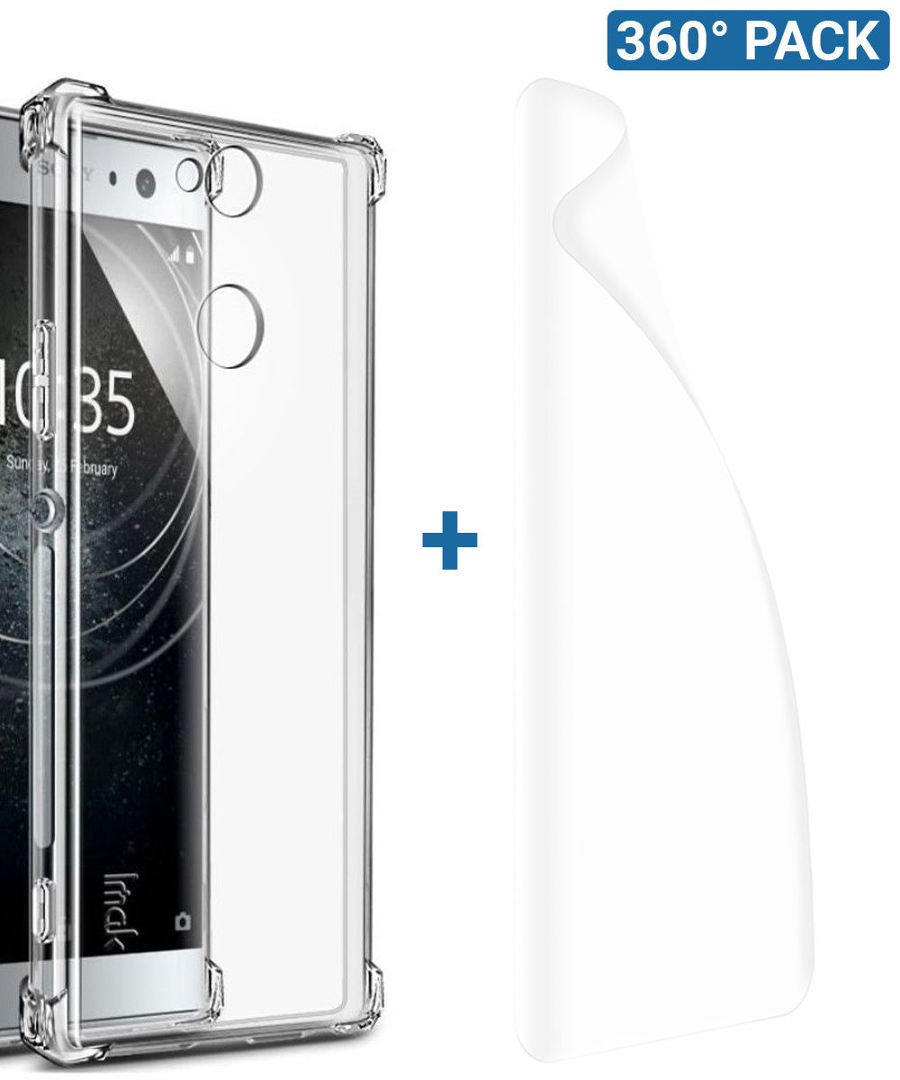 IMAK Sony Xperia XA2 Plus Hoesje TPU met Screenprotector Transparant afbeelding 1