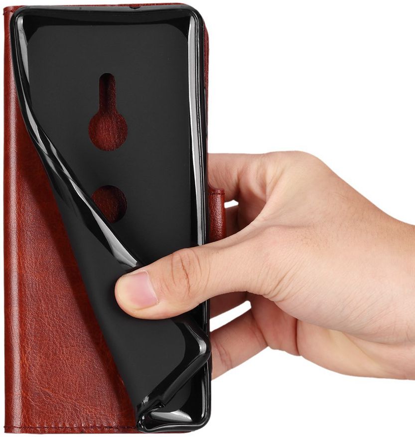 Sony Xperia XZ3 Stijlvol Hoesje met Kaarthouder Bruin afbeelding 5
