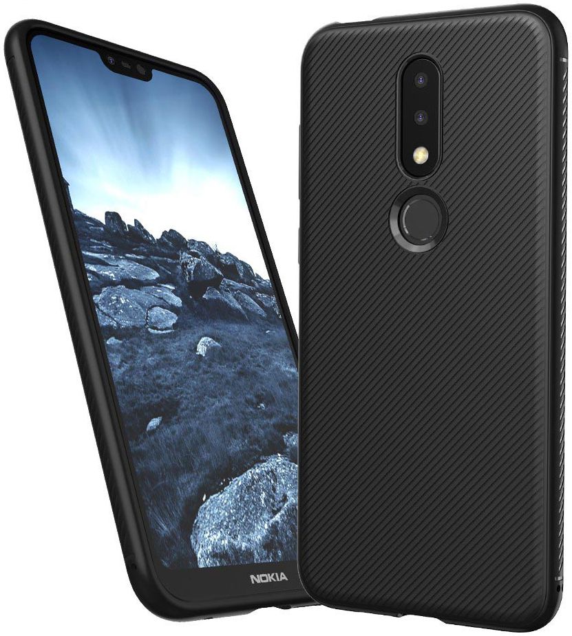 Nokia 6.1 Plus Twill Slim Texture Back Cover Zwart afbeelding 1