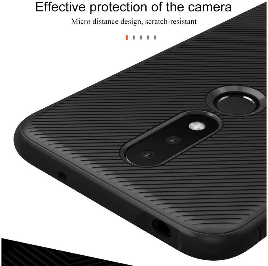 Nokia 6.1 Plus Twill Slim Texture Back Cover Zwart afbeelding 12