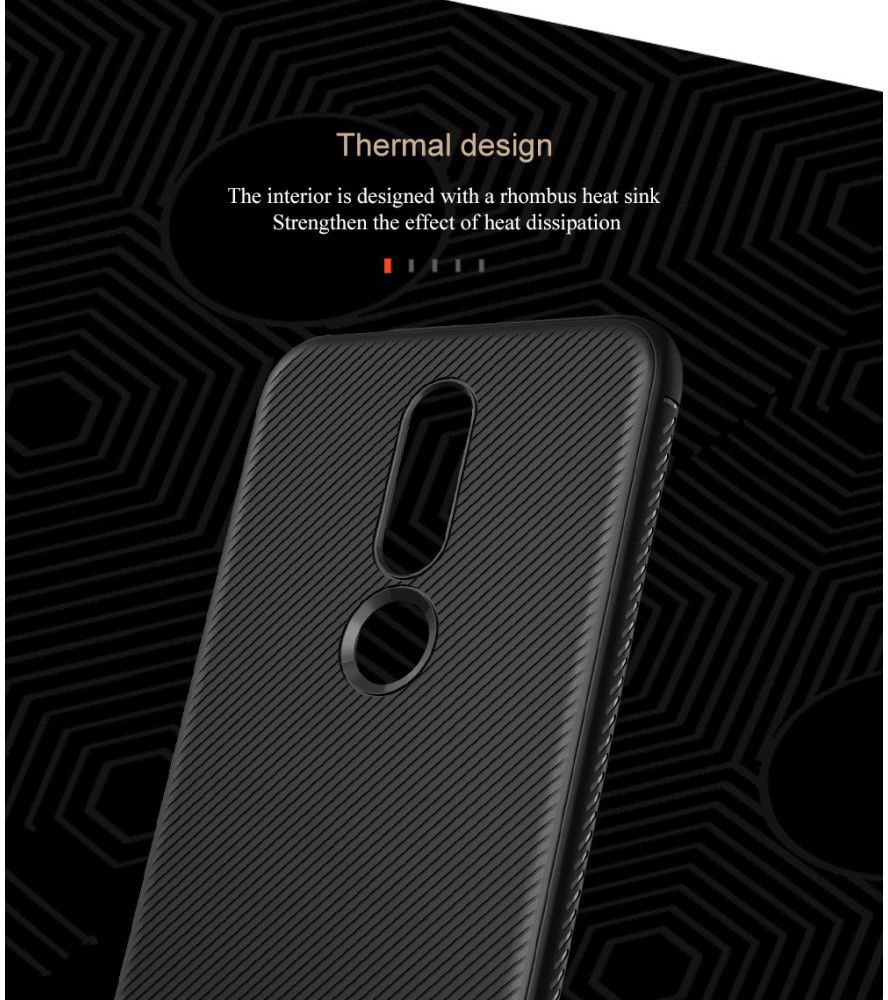 Nokia 6.1 Plus Twill Slim Texture Back Cover Zwart afbeelding 13