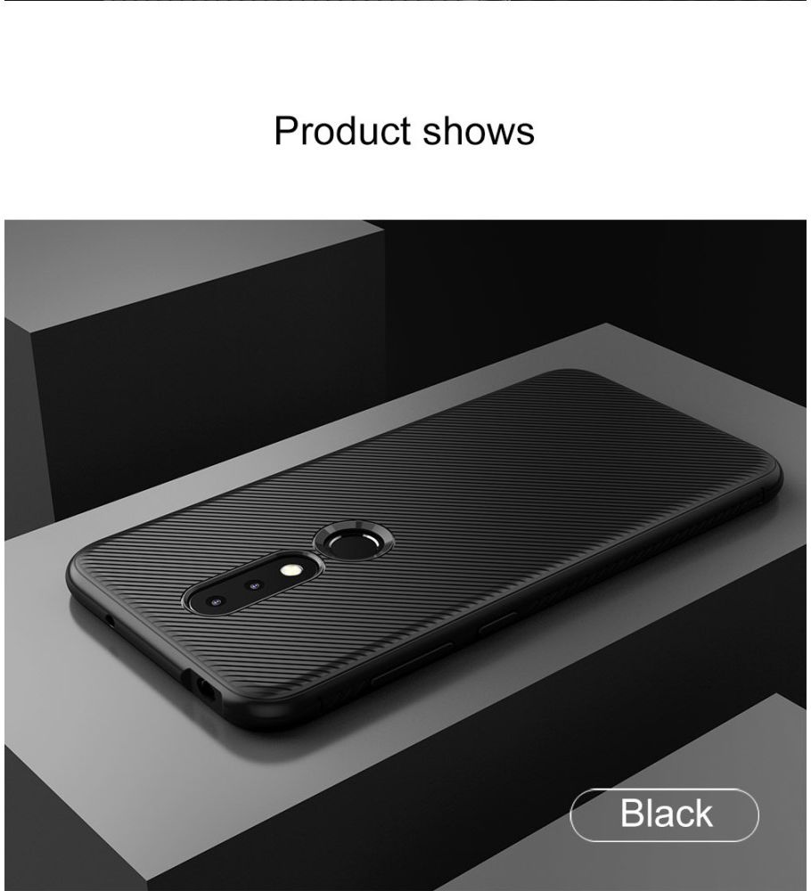 Nokia 6.1 Plus Twill Slim Texture Back Cover Zwart afbeelding 14