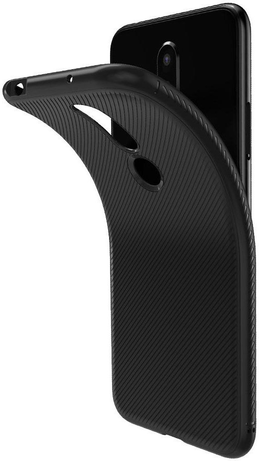 Nokia 6.1 Plus Twill Slim Texture Back Cover Zwart afbeelding 2