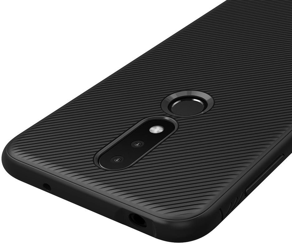 Nokia 6.1 Plus Twill Slim Texture Back Cover Zwart afbeelding 4