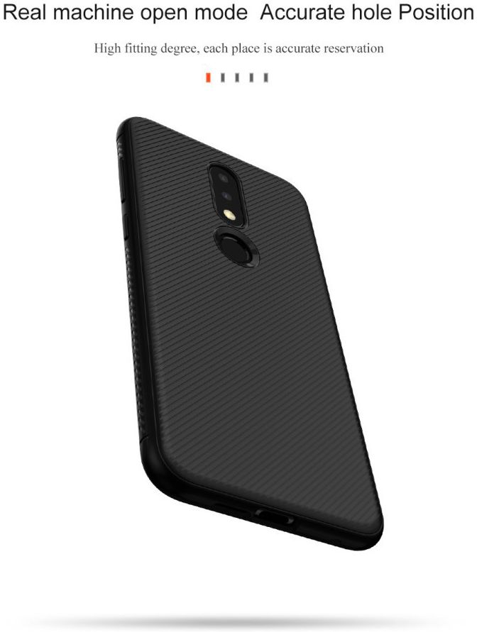 Nokia 6.1 Plus Twill Slim Texture Back Cover Zwart afbeelding 5