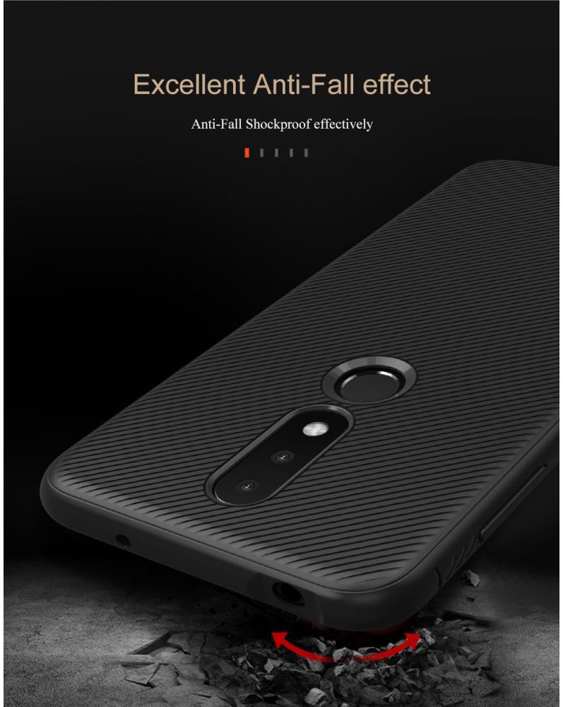 Nokia 6.1 Plus Twill Slim Texture Back Cover Zwart afbeelding 8