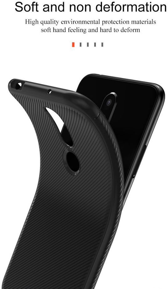 Nokia 6.1 Plus Twill Slim Texture Back Cover Zwart afbeelding 9
