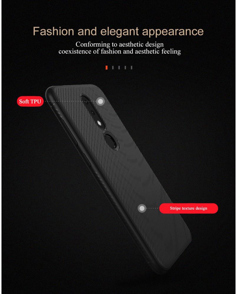 Nokia 6.1 Plus Twill Slim Texture Back Cover Zwart afbeelding 10