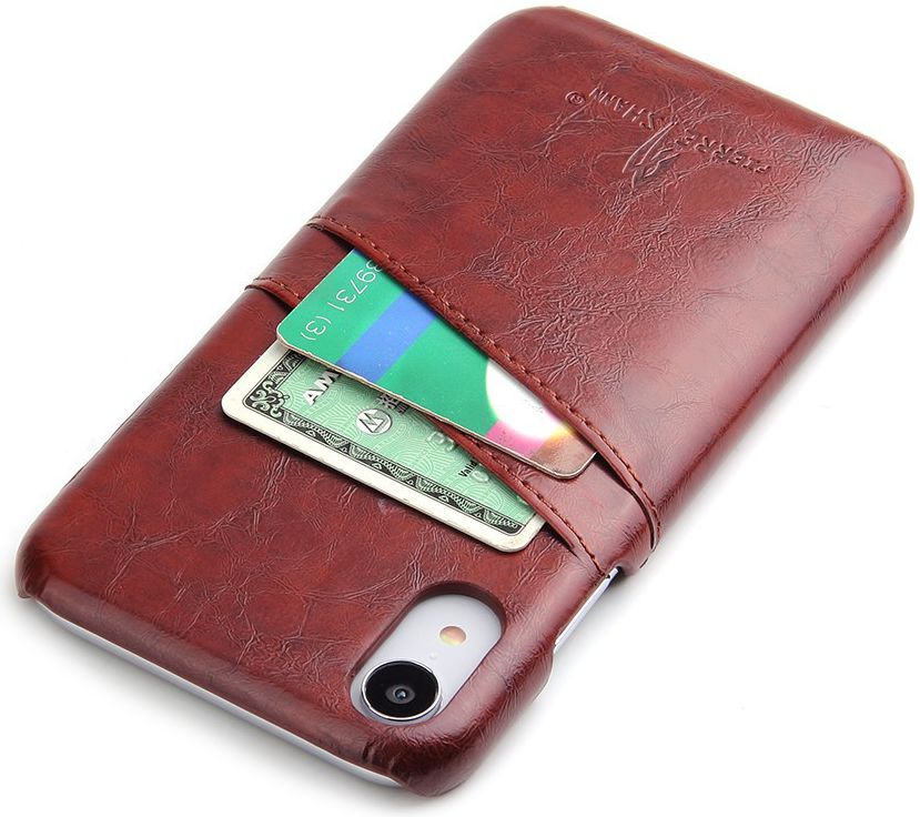 Apple iPhone XR Back Cover met Lederen Coating Bruin afbeelding 2