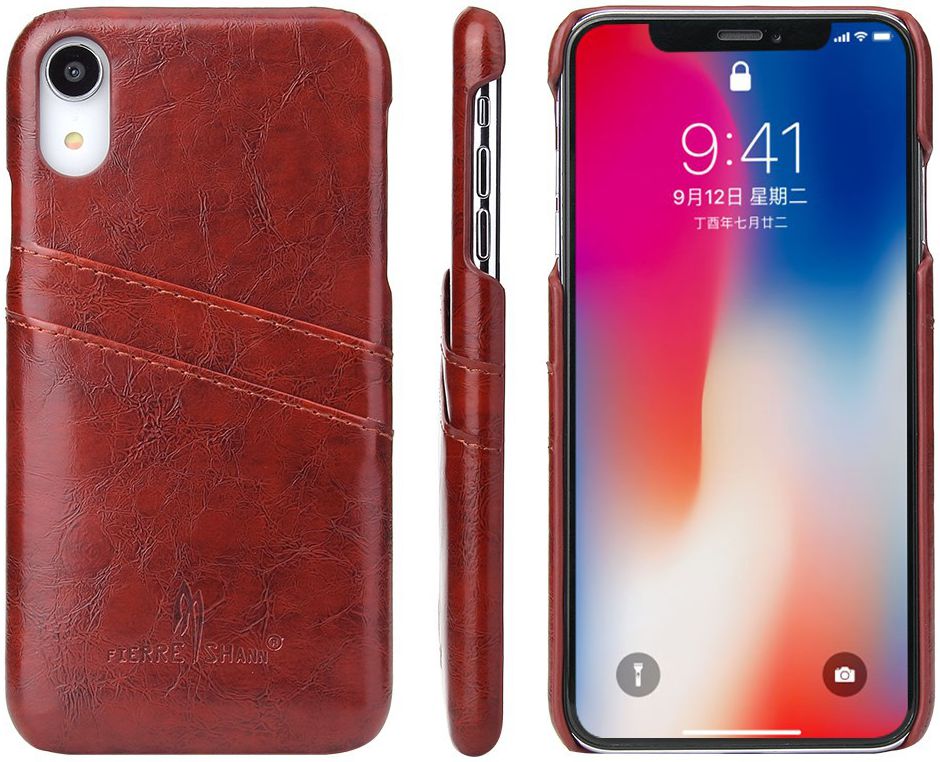 Apple iPhone XR Back Cover met Lederen Coating Bruin afbeelding 3