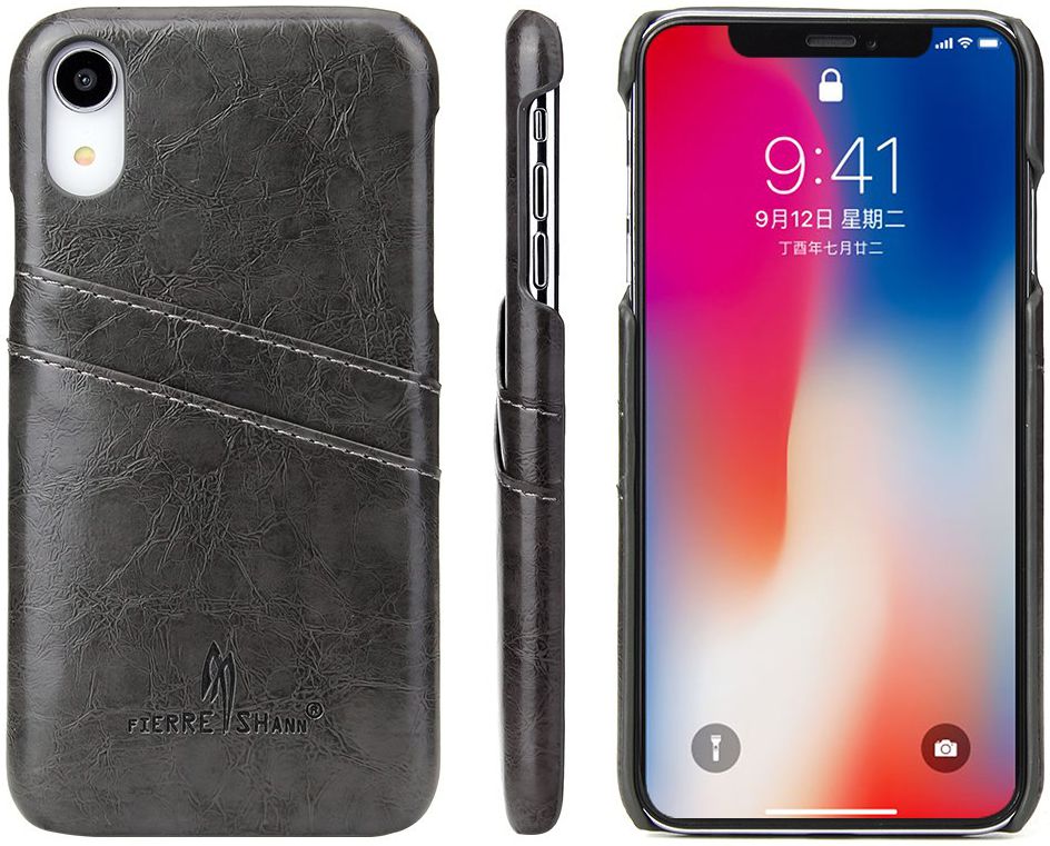 Apple iPhone XR Back Cover met Lederen Coating Zwart afbeelding 3