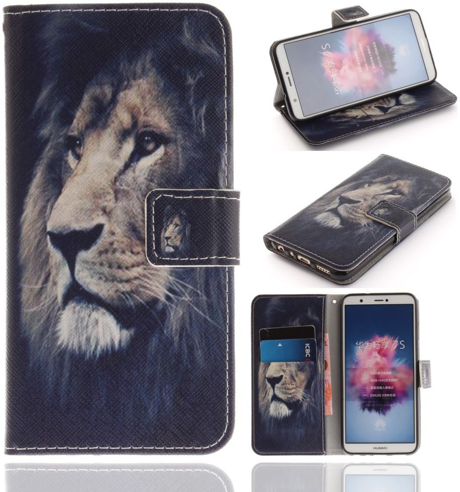 Huawei P Smart Portemonnee Print Hoesje Leeuw afbeelding 7