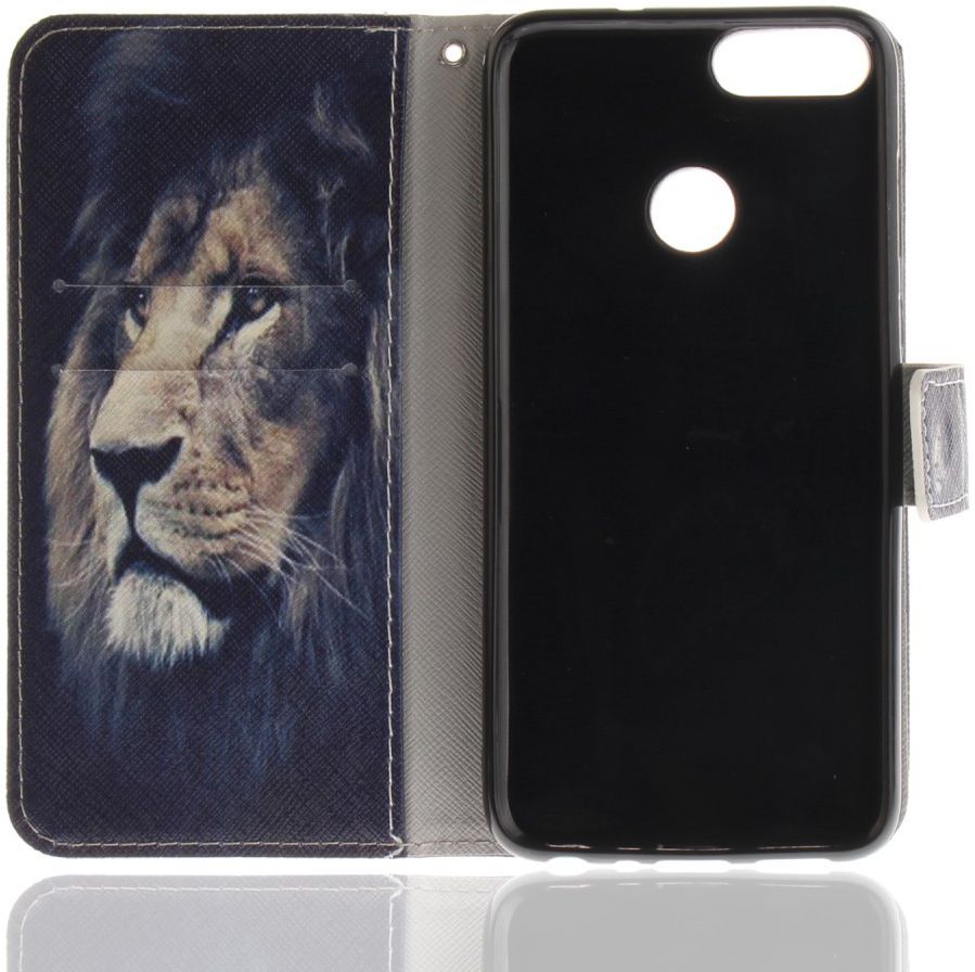 Huawei P Smart Portemonnee Print Hoesje Leeuw afbeelding 1