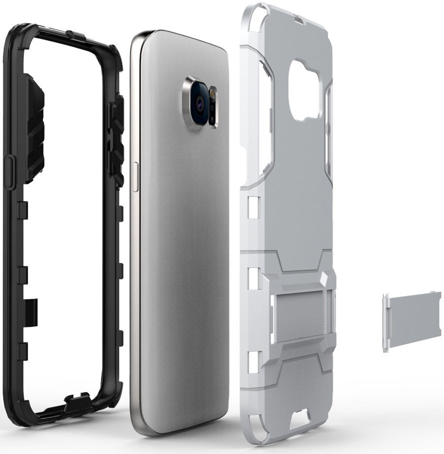 Hybride Samsung Galaxy S7 Back Cover Bescherm Hoesje Zilver afbeelding 3