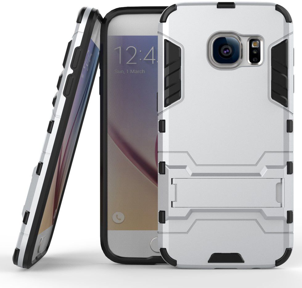 Hybride Samsung Galaxy S7 Back Cover Bescherm Hoesje Zilver afbeelding 4