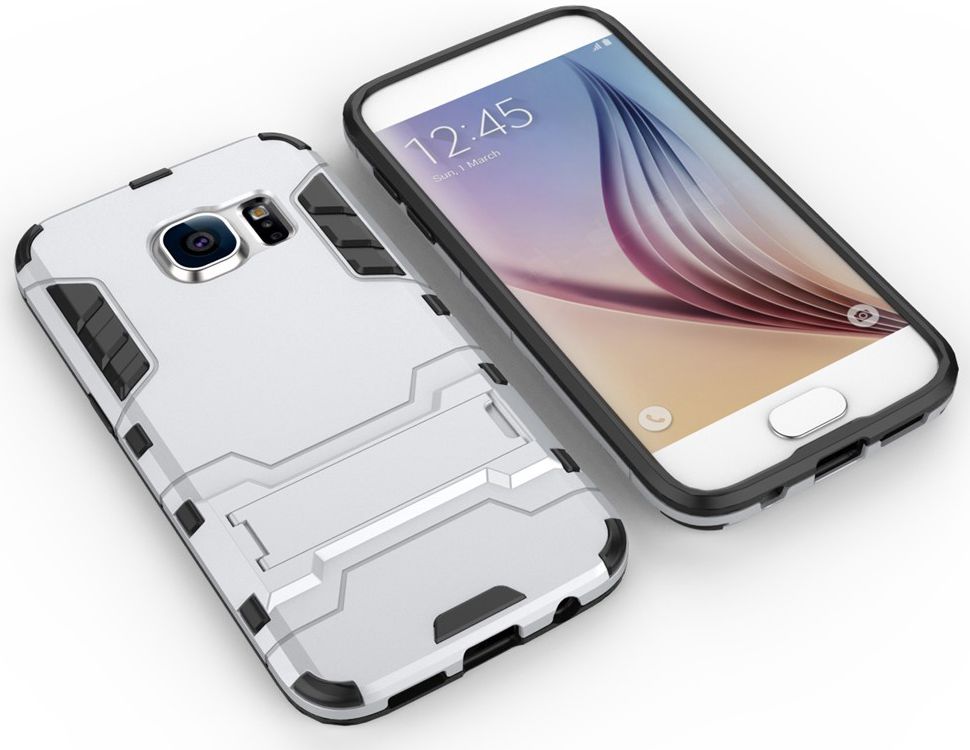 Hybride Samsung Galaxy S7 Back Cover Bescherm Hoesje Zilver afbeelding 5