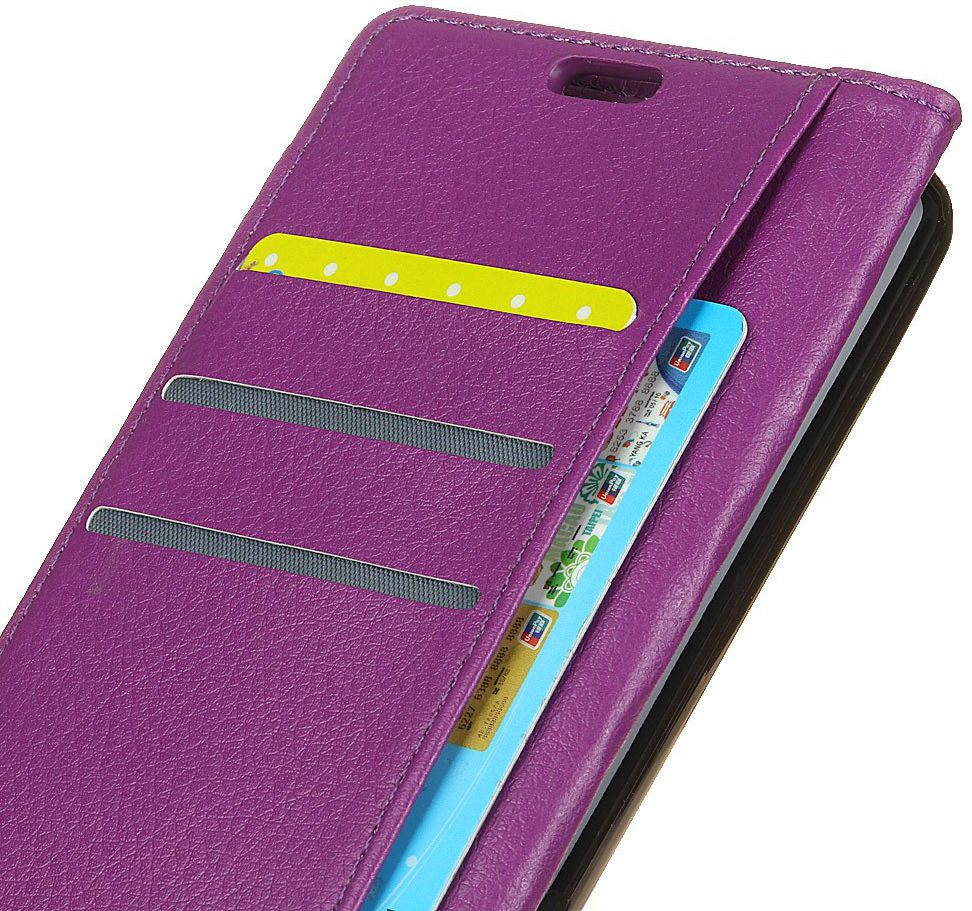 Alcatel 1 Lederen Wallet Stand Hoesje Paars afbeelding 5
